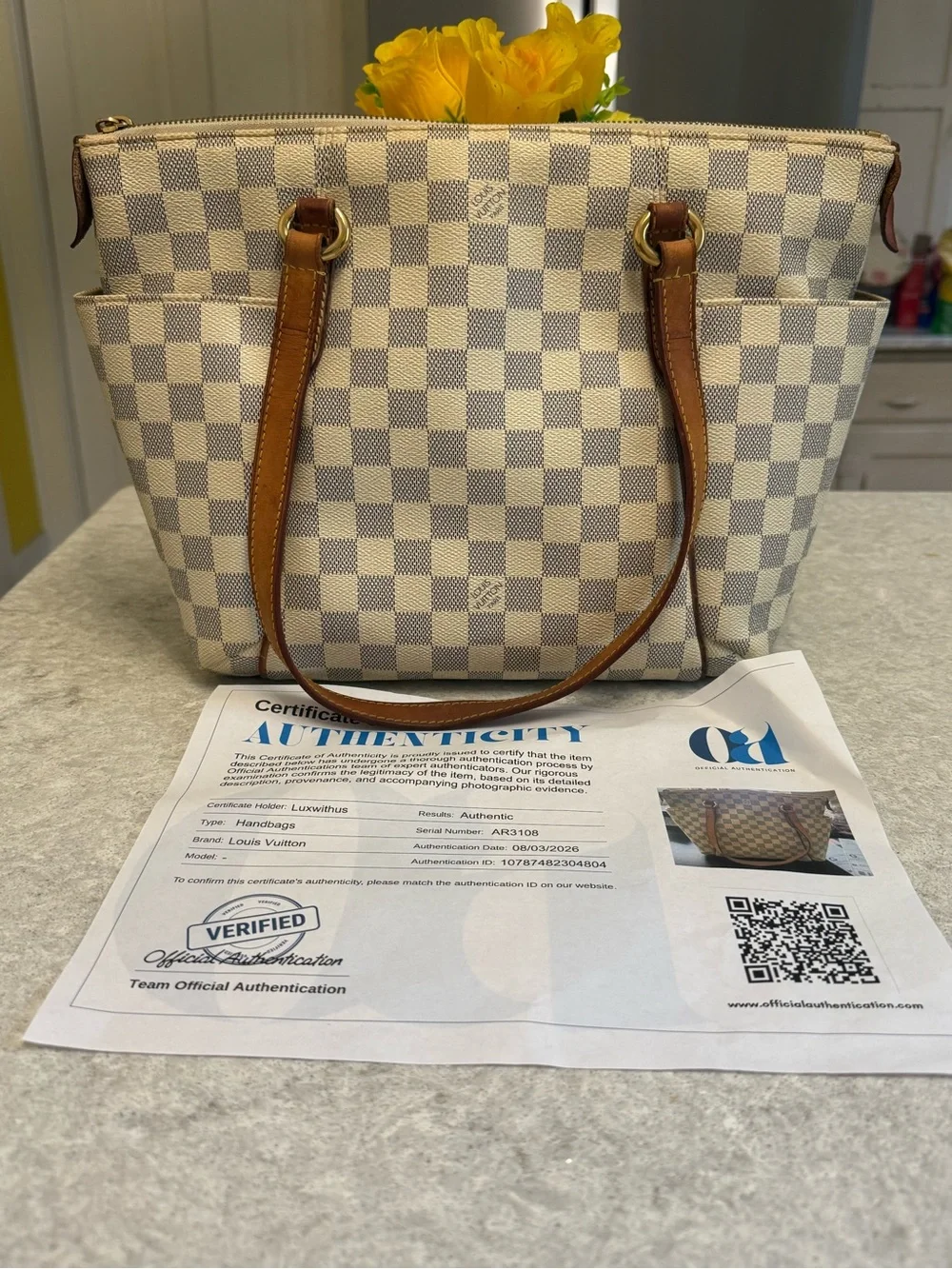 Louis Vuitton Totally PM Damier Azur Tote COA /Dust Bag